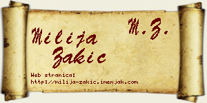 Milija Zakić vizit kartica